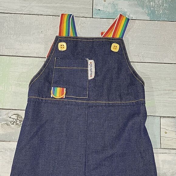 Vintage Health-Tex Rainbow & Denim Overalls sz 12 mo - Picture 2 of 5